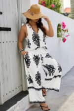 Plus Size Printed Knot Shoulder Wide Leg Sets - Image 10