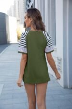 Round Neck Twist Front Color Block Shirt - Image 2