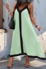 Plus Colorblock Spaghetti Strap A Line Dress