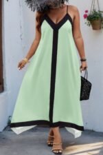 Plus Colorblock Spaghetti Strap A Line Dress - Image 2