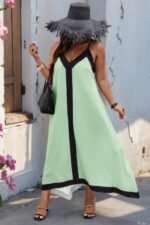 Plus Colorblock Spaghetti Strap A Line Dress - Image 3
