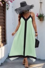 Plus Colorblock Spaghetti Strap A Line Dress - Image 4