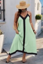 Plus Colorblock Spaghetti Strap A Line Dress - Image 6