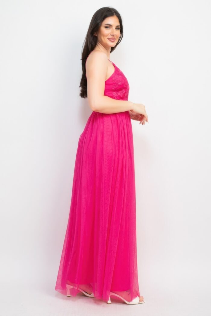 Glittered straps mesh tulle maxi dress - image 11