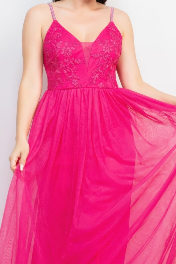 Glittered straps mesh tulle maxi dress - image 12