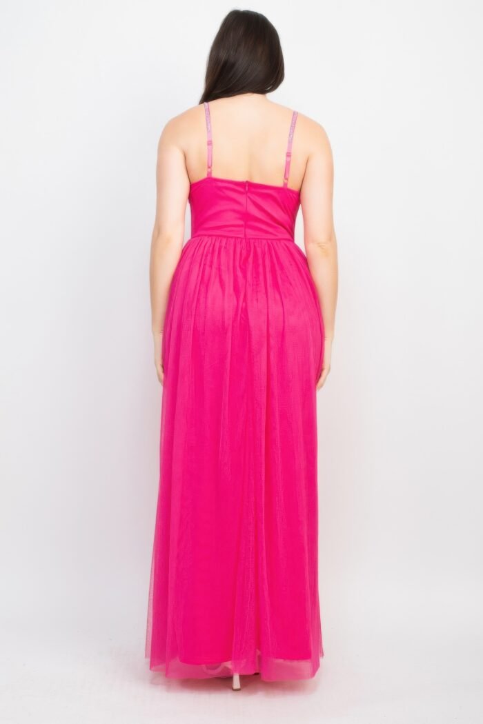 Glittered straps mesh tulle maxi dress - image 13
