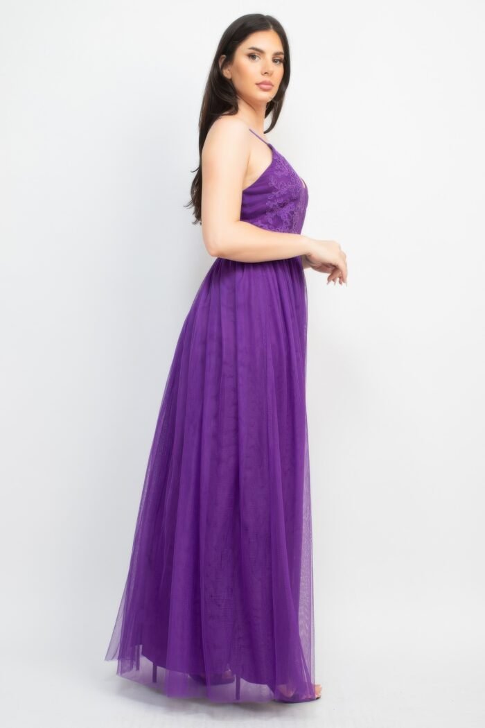 Glittered straps mesh tulle maxi dress - image 7