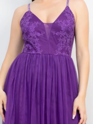 Glittered Straps Mesh Tulle Maxi Dress