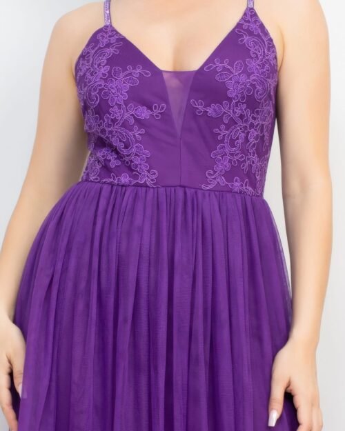 glittered straps mesh tulle maxi dress