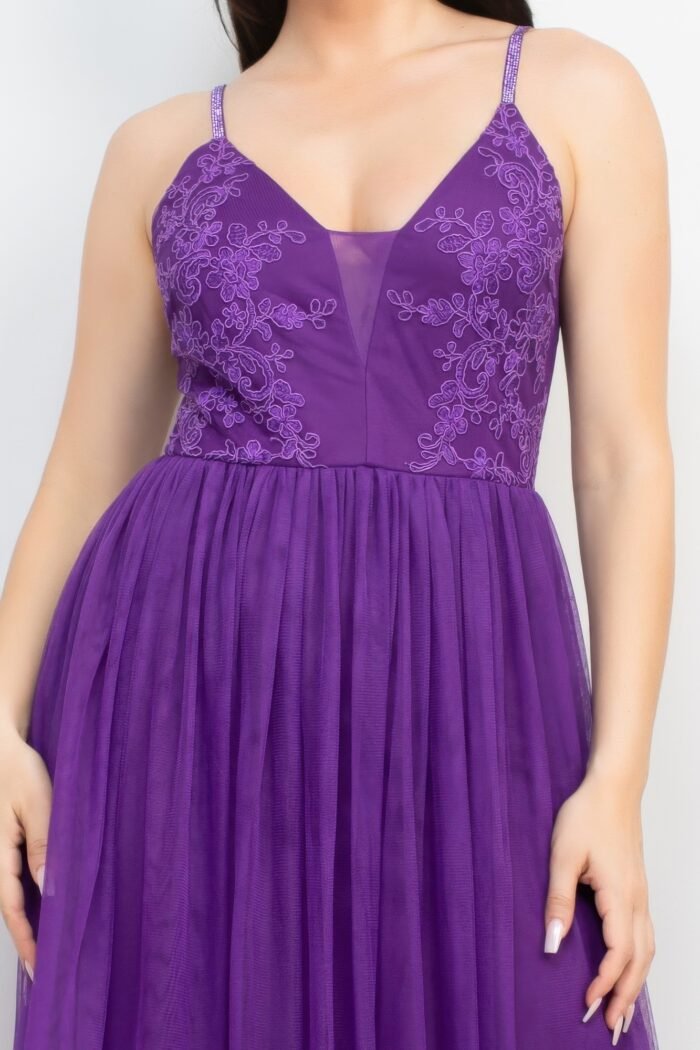 Glittered straps mesh tulle maxi dress - image 8