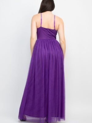 Glittered Straps Mesh Tulle Maxi Dress