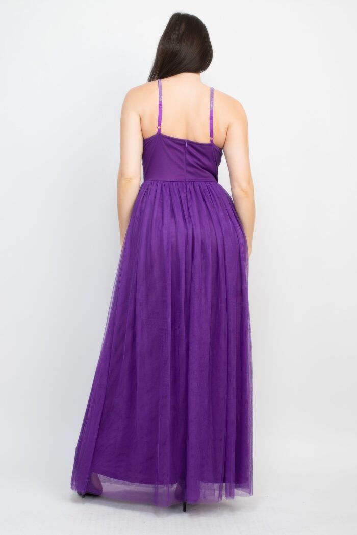 Glittered straps mesh tulle maxi dress - image 9