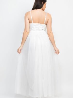 Glittered Straps Mesh Tulle Maxi Dress