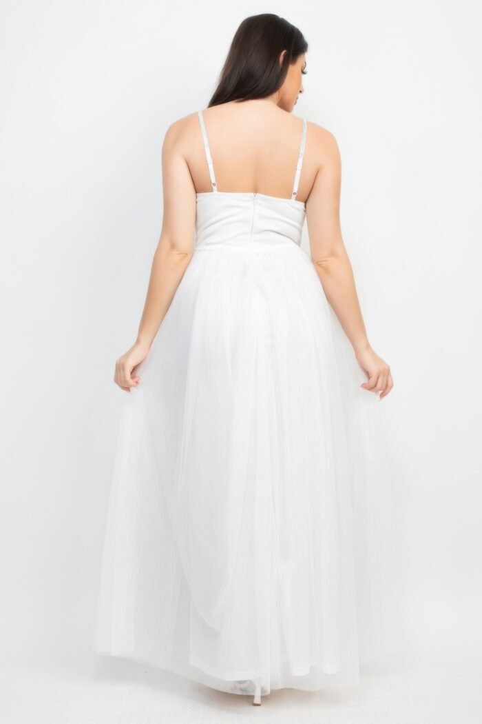 Glittered straps mesh tulle maxi dress - image 2