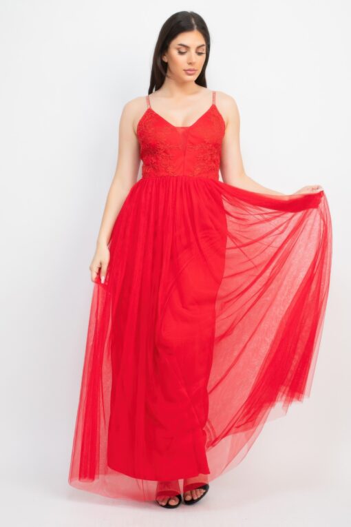 Glittered Straps Mesh Tulle Maxi Dress - Image 15