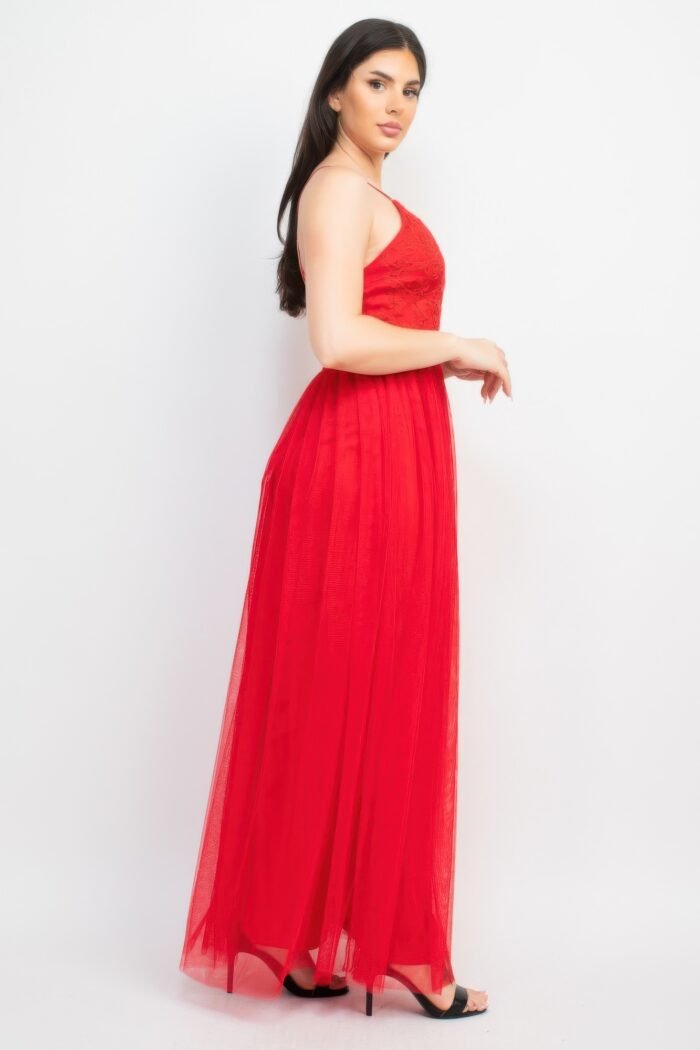 Glittered straps mesh tulle maxi dress - image 16