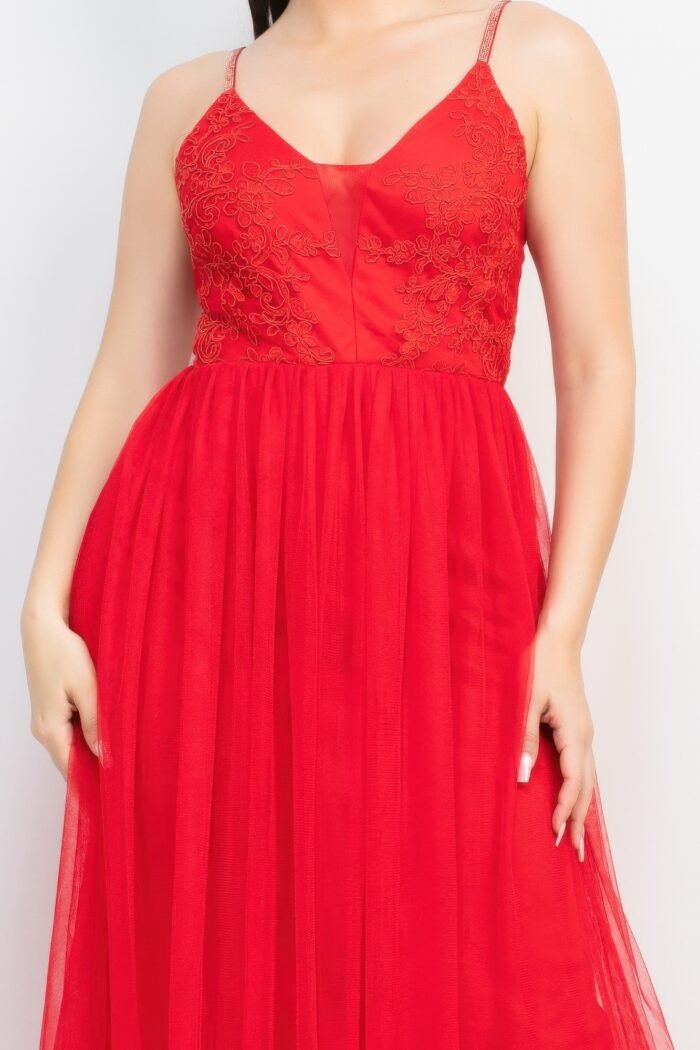 Glittered straps mesh tulle maxi dress - image 17