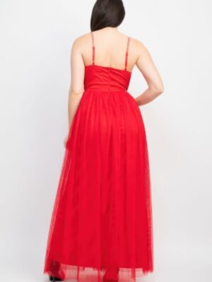 Glittered Straps Mesh Tulle Maxi Dress
