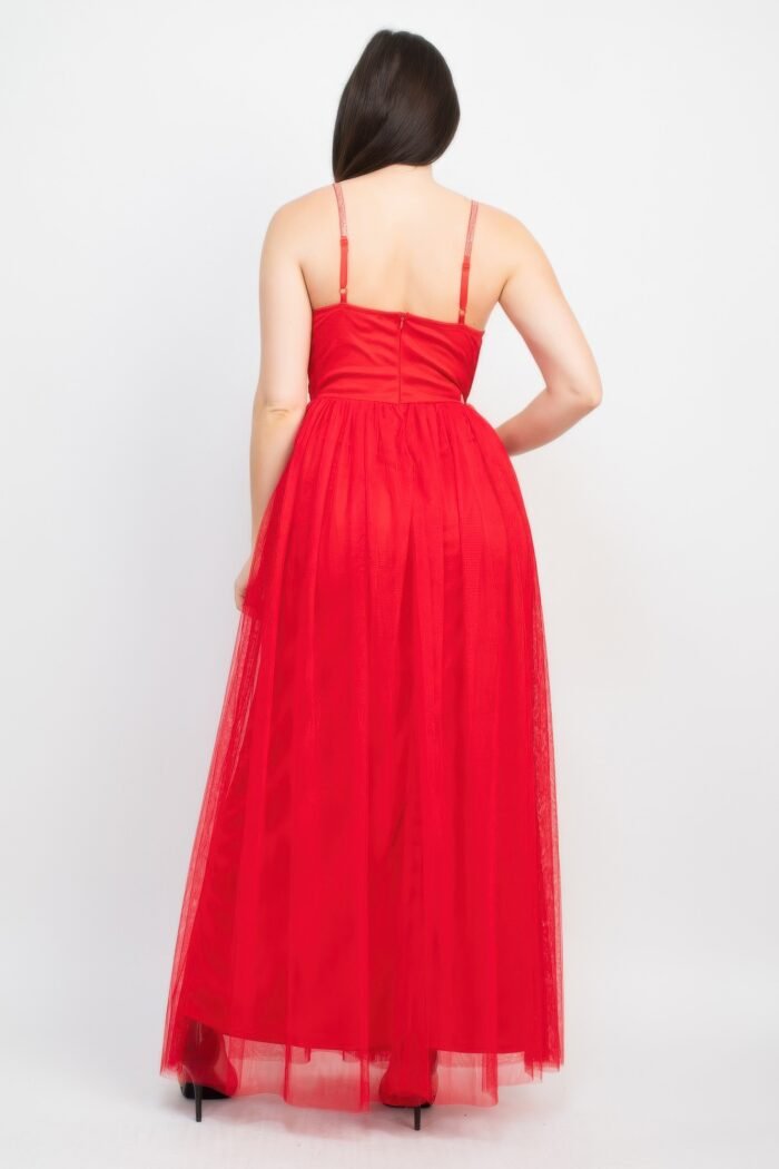 Glittered straps mesh tulle maxi dress - image 18