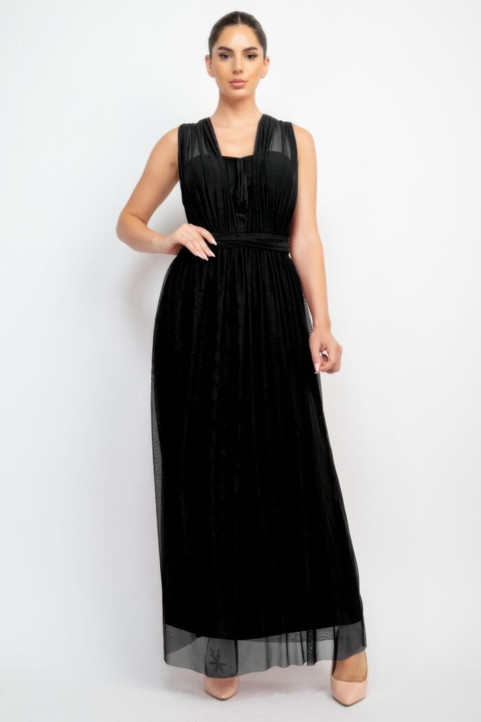 A-line mesh convertible maxi dress - image 1