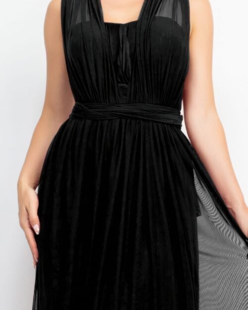 a-line mesh convertible maxi dress