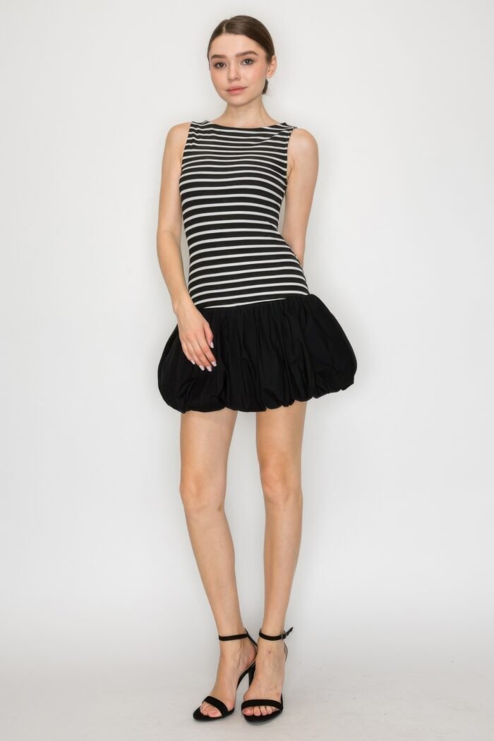 Stripe bubble mini skirt dress - image 1