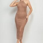 Halter Neck Open-back Midi Dress