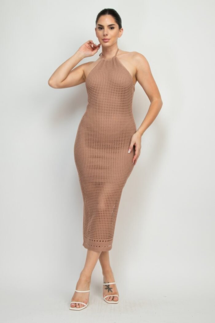 Halter Neck Open-back Midi Dress - Image 1