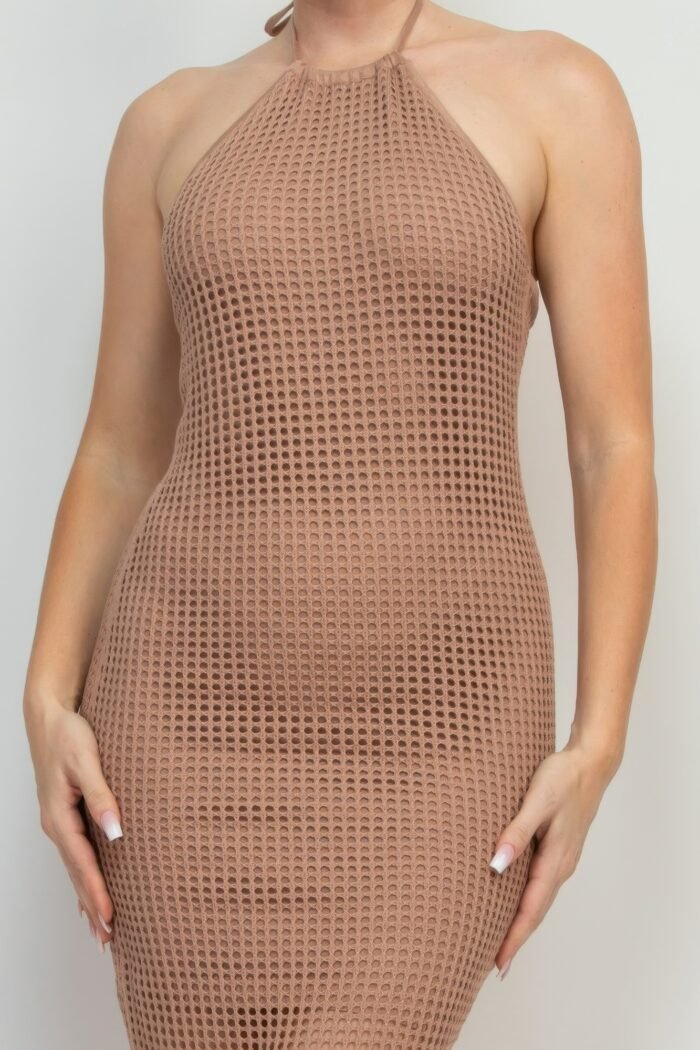 Halter Neck Open-back Midi Dress - Image 3