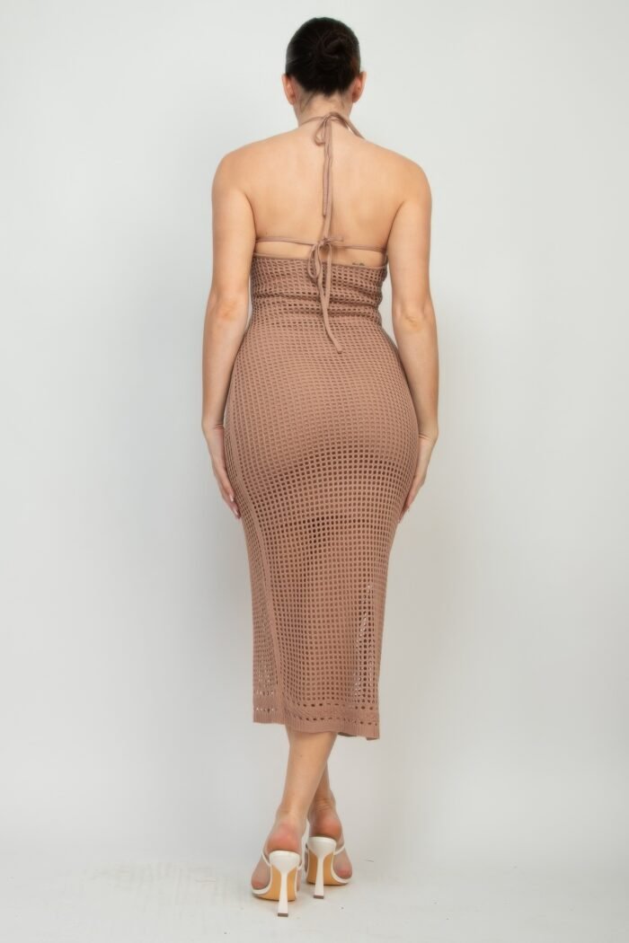Halter Neck Open-back Midi Dress - Image 4