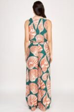 Printed Sleeveless Bubble Hem Top And Paper Bag Waist Pants Set - Image 4