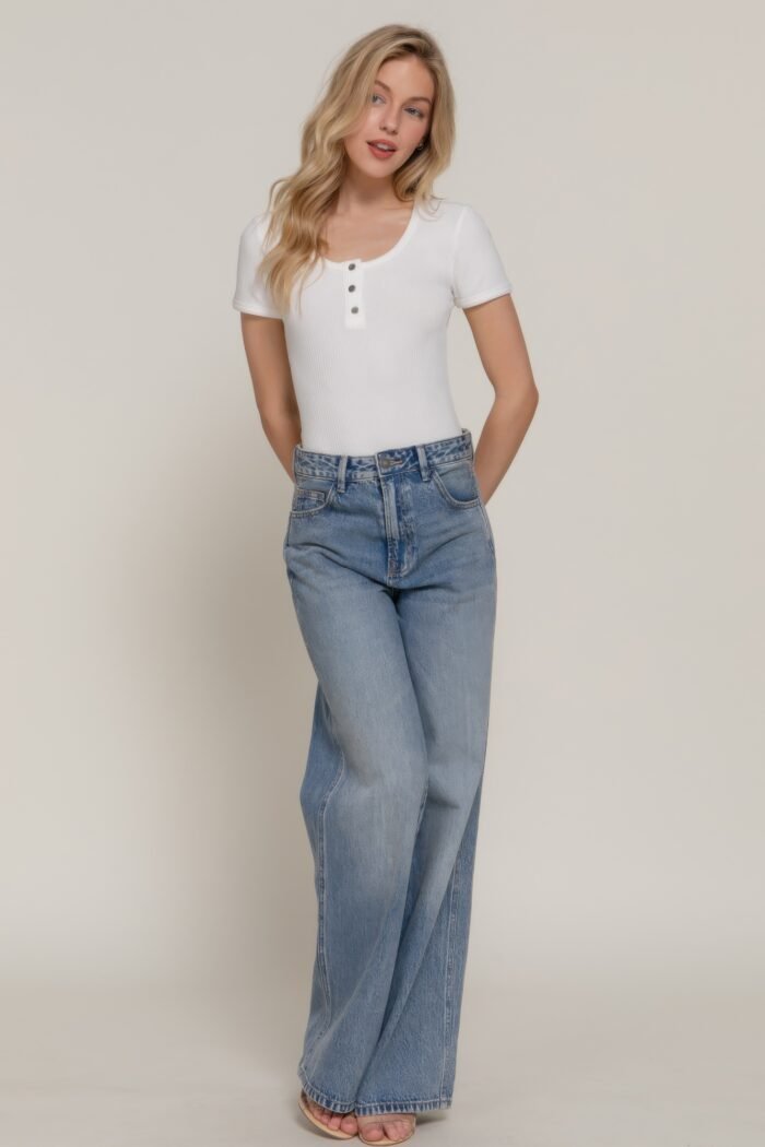 Short slv snap button rib bodysuit - image 12