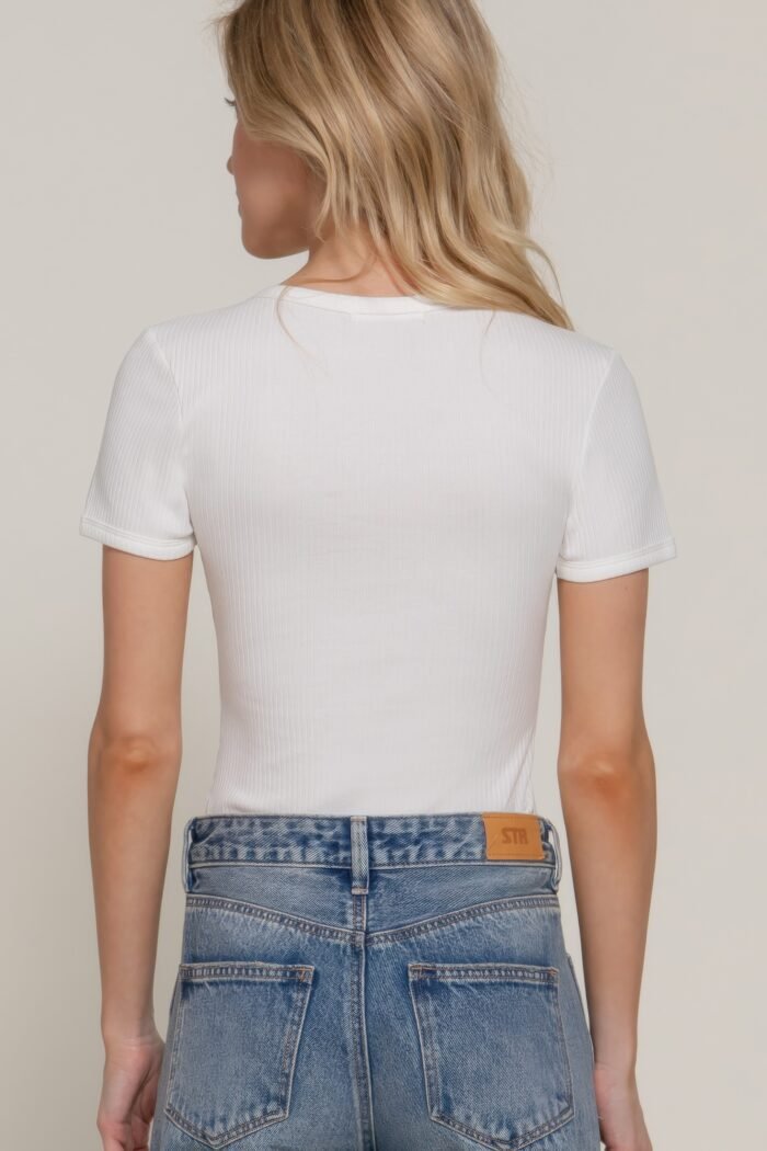 Short slv snap button rib bodysuit - image 15