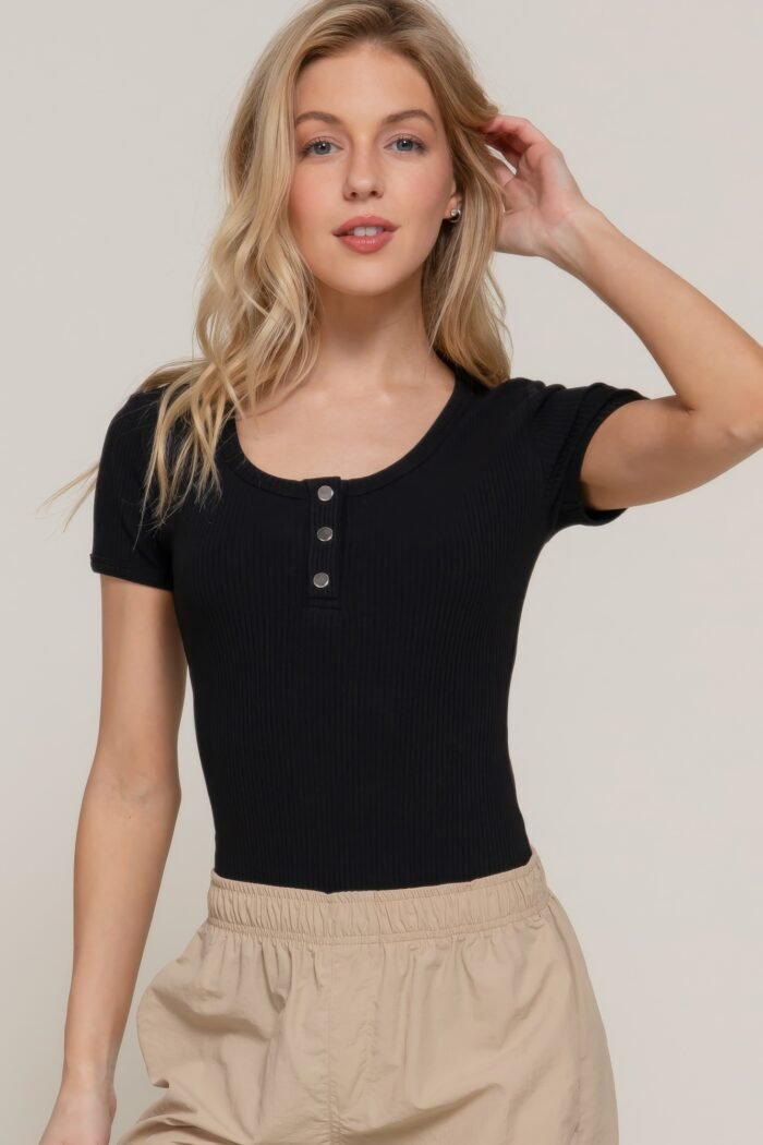 Short slv snap button rib bodysuit - image 18