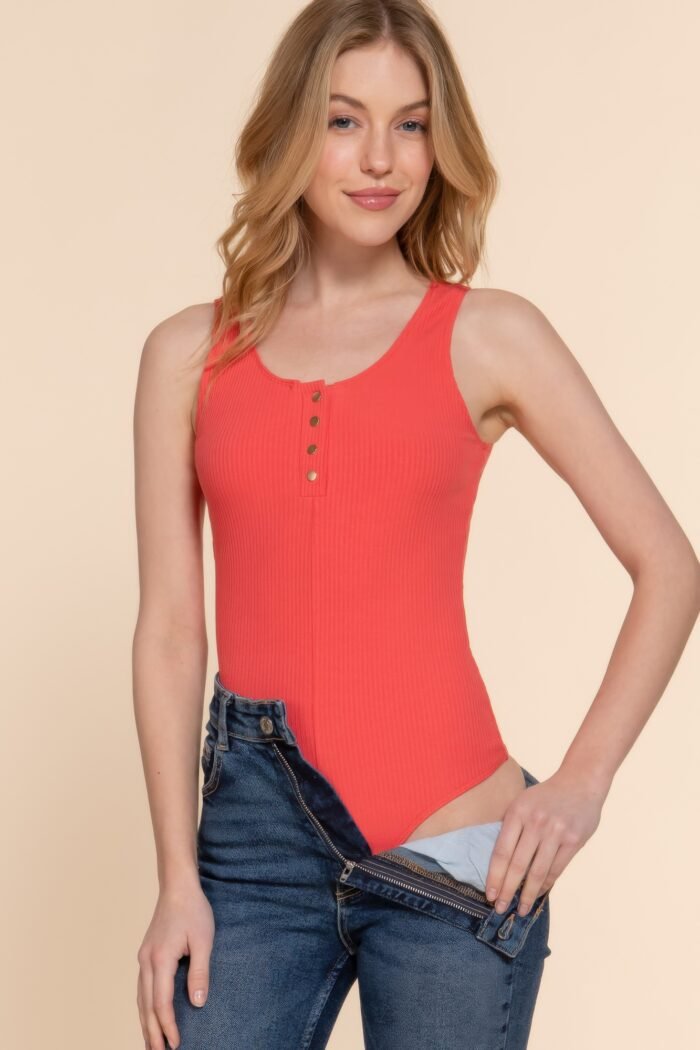 Sleeveless henley rib knit bodysuit - image 21