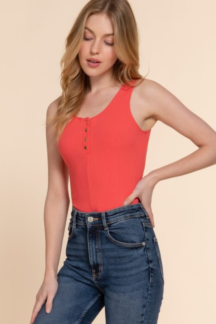 Sleeveless henley rib knit bodysuit - image 24
