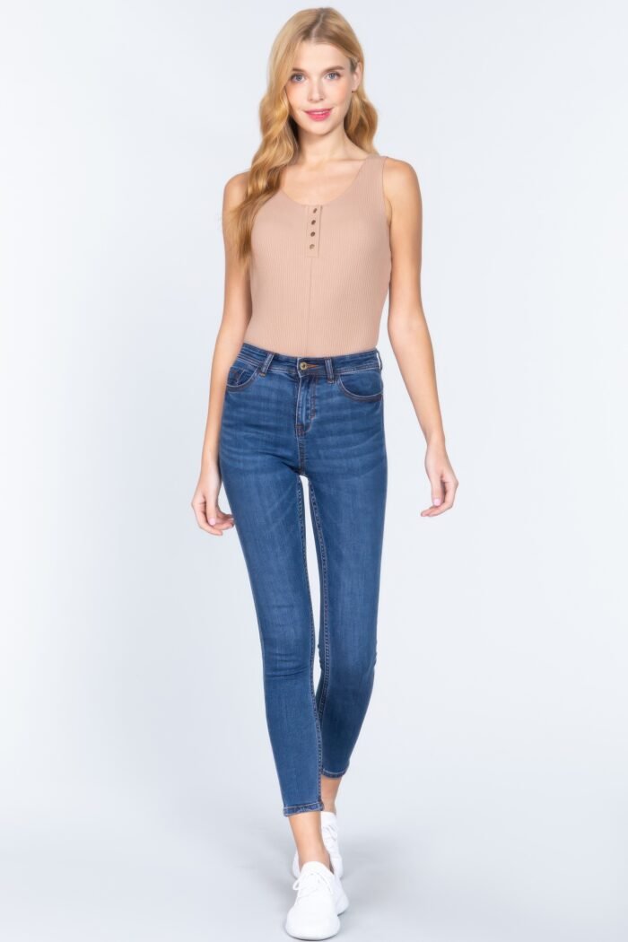Sleeveless henley rib knit bodysuit - image 17