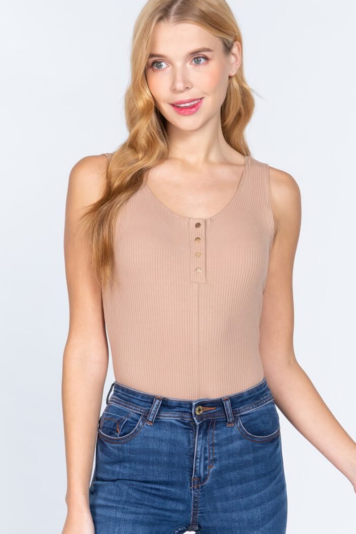 Sleeveless henley rib knit bodysuit - image 18