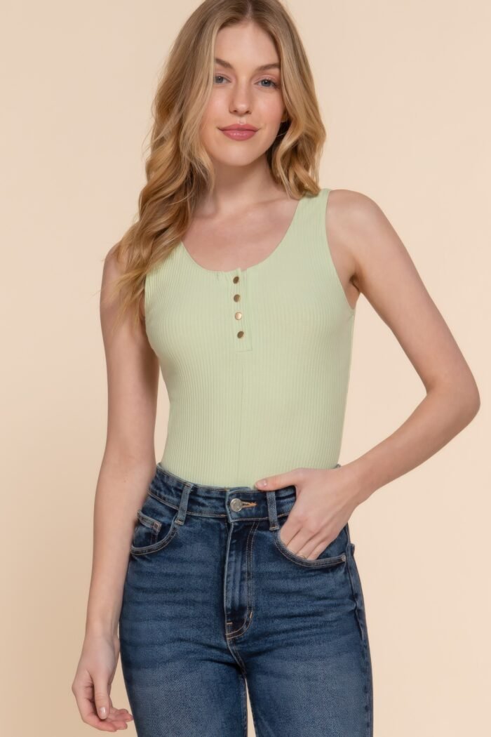 Sleeveless henley rib knit bodysuit - image 8