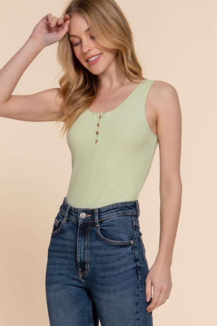 Sleeveless henley rib knit bodysuit - image 9