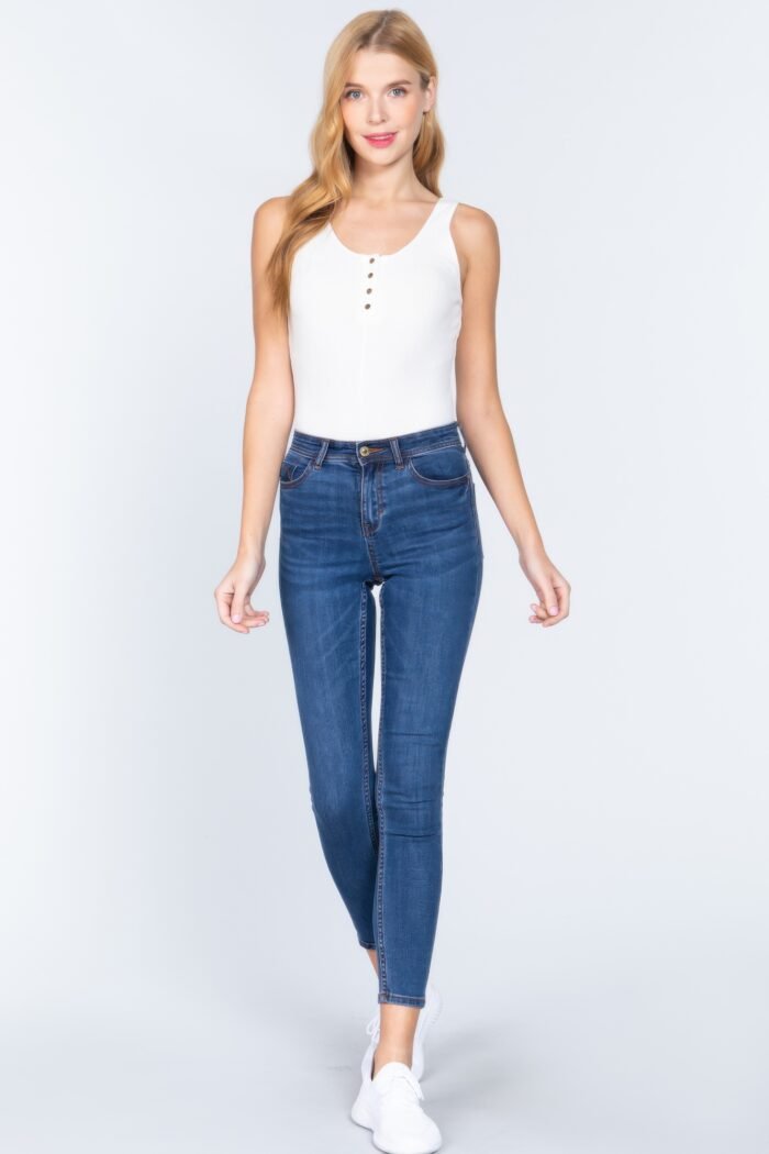 Sleeveless henley rib knit bodysuit - image 2