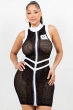 Netting 2 Way Zipper Mini Dress