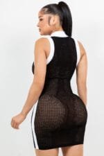 Netting 2 Way Zipper Mini Dress