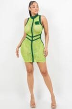 Netting 2 Way Zipper Mini Dress