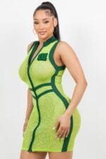 Netting 2 Way Zipper Mini Dress