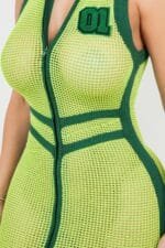 Netting 2 Way Zipper Mini Dress