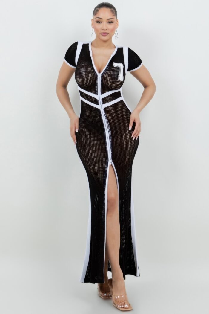 Netting 2 way front zipper maxi dress - image 1