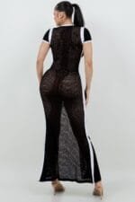 Netting 2 Way Front Zipper Maxi Dress