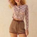 Striped Knit Wide-leg Drawstring Sweater Shorts