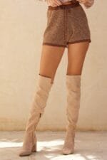 Striped Knit Wide-leg Drawstring Sweater Shorts